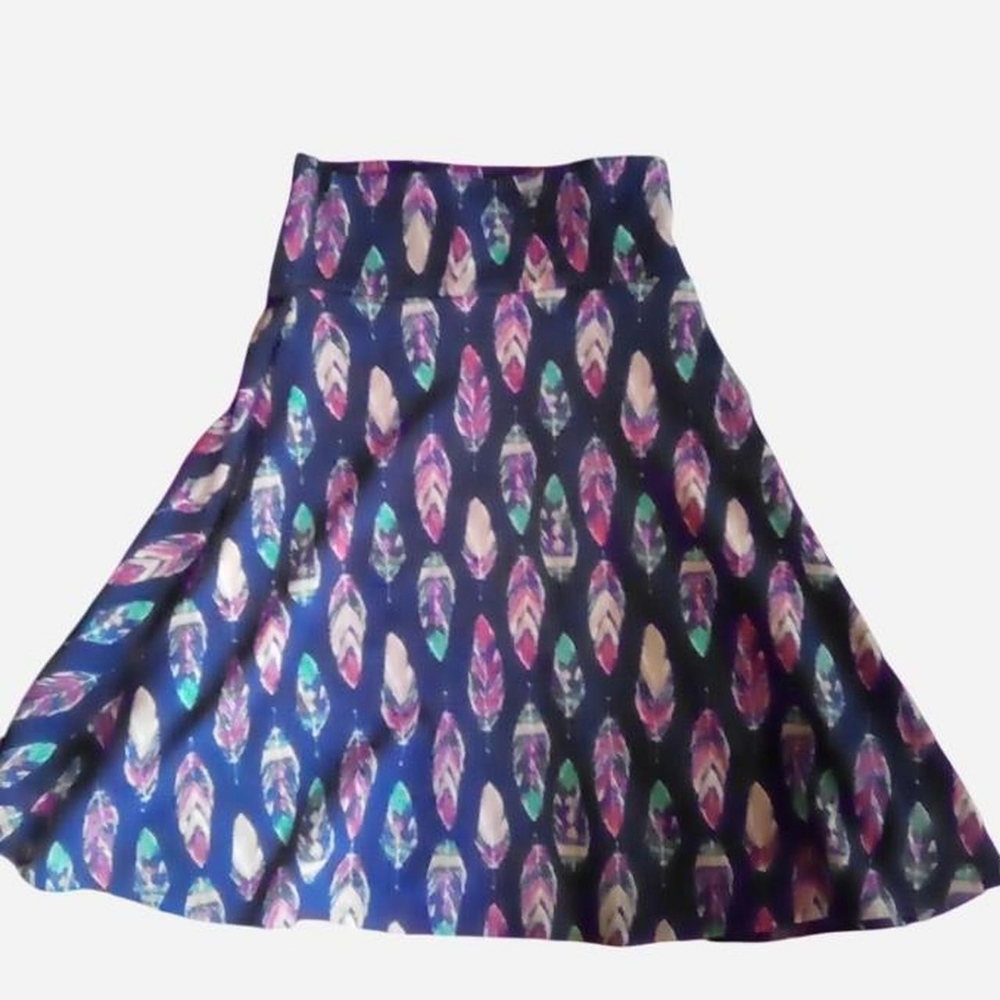 LuLaRoe Multicolor Feather Print Skirt